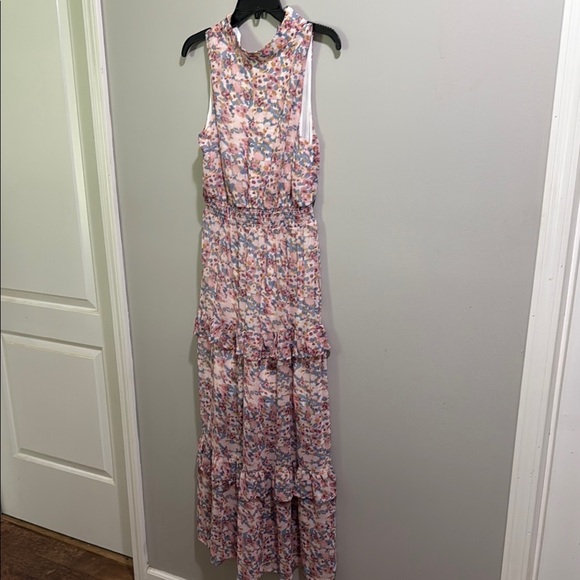 FSL Apparel floral print ruffled halter top maxi dress - Picture 1 of 7